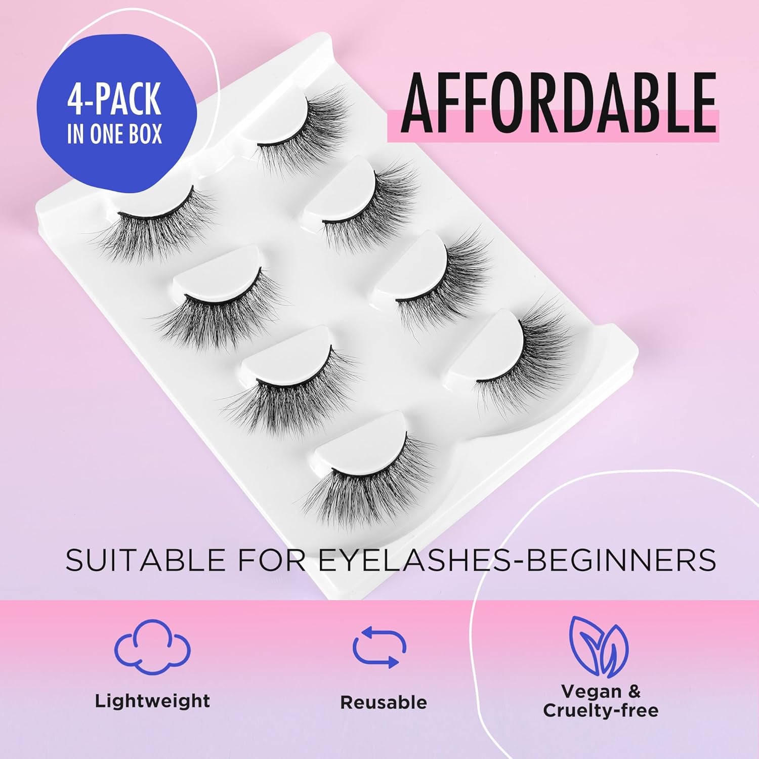 Lashes Natural Look False Lashes -  False Eyelashes Mink Lashes Cat Eye Lashes Clear Band Lashes Colored Lashes BVCD106-2B4