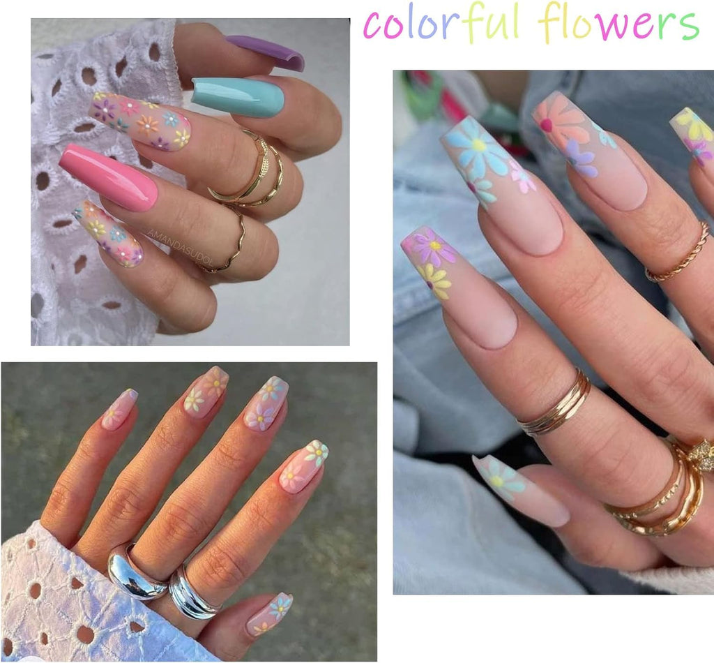 Flower Nail Art Stickers 5D Embossed Nail Decals Spring Summer Self-Adhesive Nails Supplies Accessories 3D Flower for Women Nails Design Decoration
