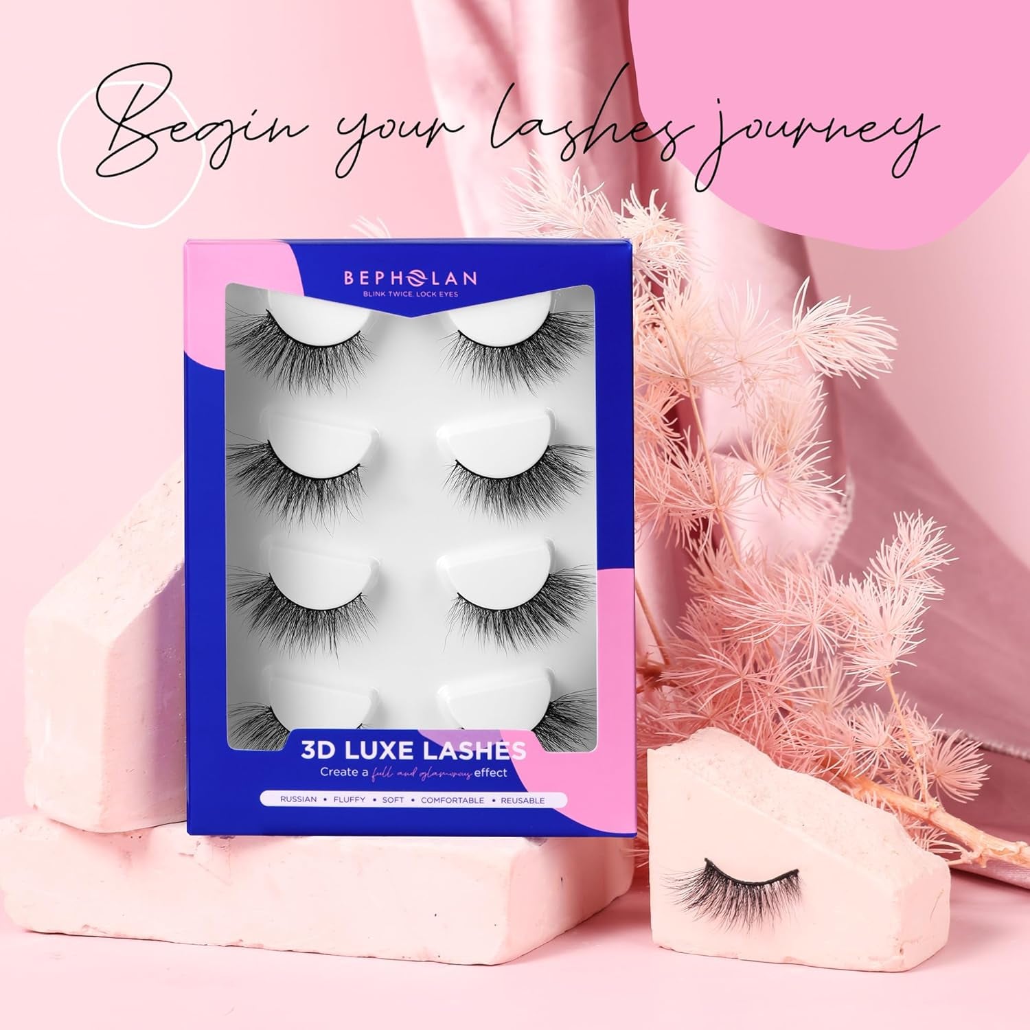 Lashes Natural Look False Lashes -  False Eyelashes Mink Lashes Cat Eye Lashes Clear Band Lashes Colored Lashes BVCD106-2B4