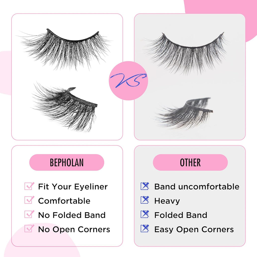 Lashes Natural Look False Lashes -  False Eyelashes Mink Lashes Cat Eye Lashes Clear Band Lashes Colored Lashes BVCD106-2B4