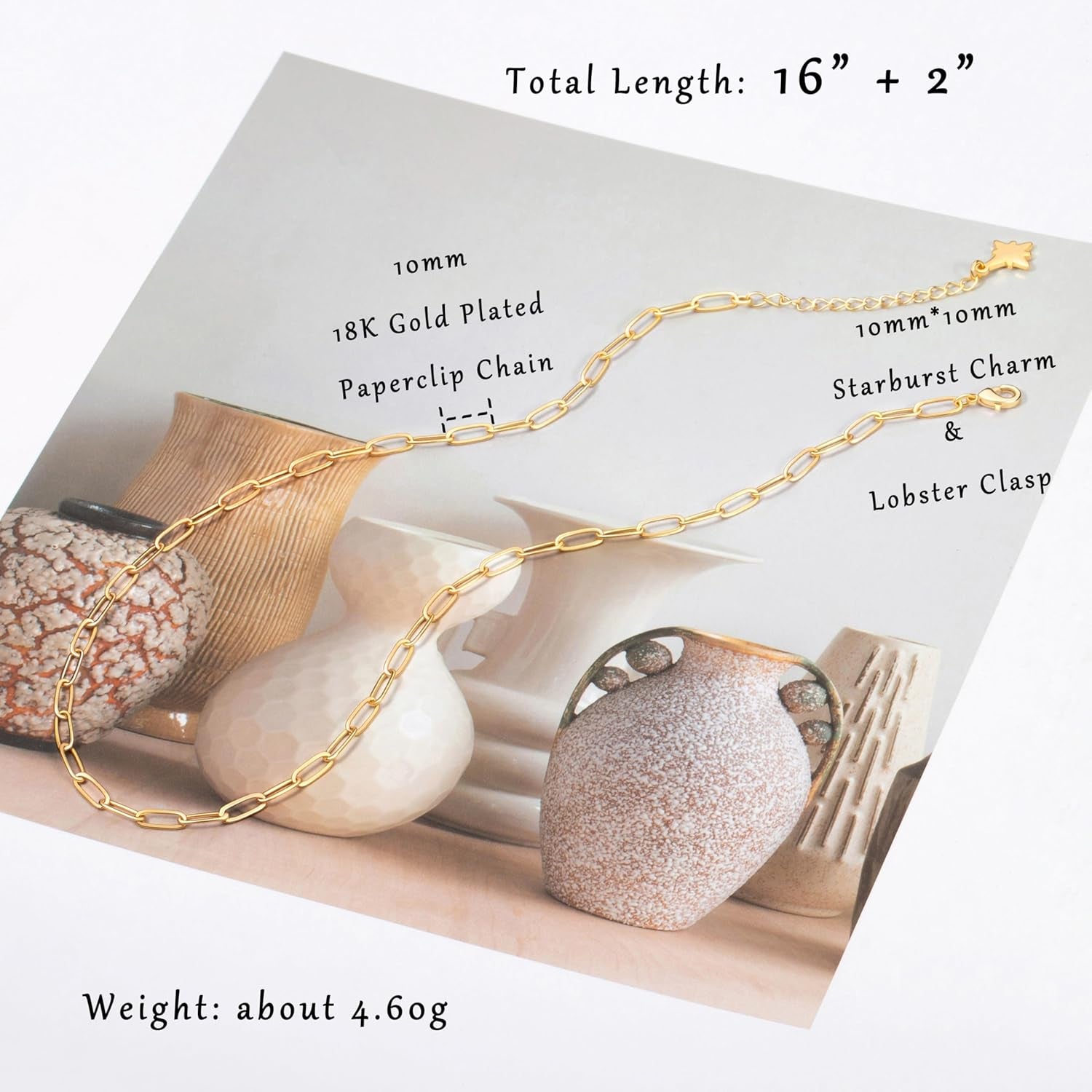 18K Gold Plated Paperclip Chain Choker Satellite Chain Freshwater Cultured Biwa Pearl Pendant Necklace Dainty Turquoise Jewelry for Women