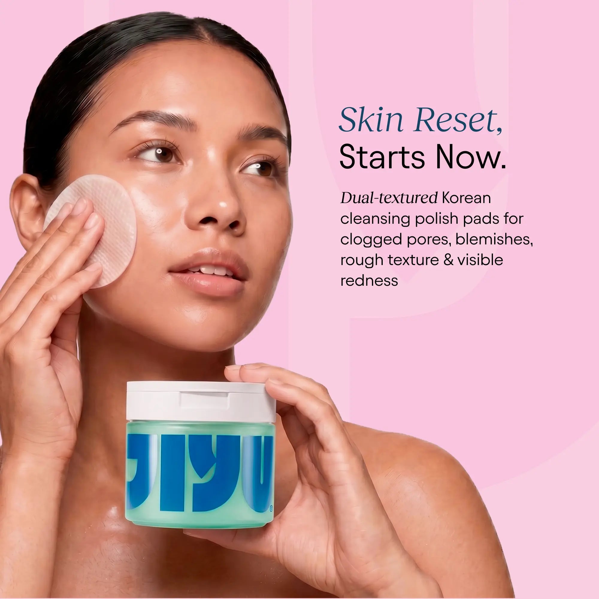 NEW! JIYU Dual-Textured Cleansing Polish Pads - Exfoliating Korean Skincare Pads for Blemishes, Texture, Redness with AHA, BHA, LHA, PHA Complex, Salicylic Acid, Niacinamide, GESOZLA Complex