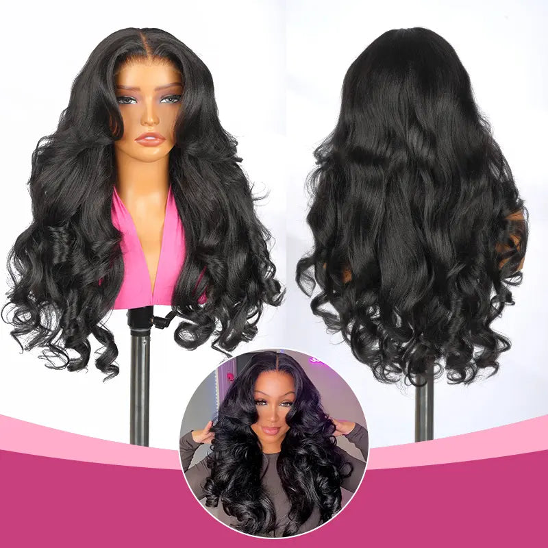 [NEW IN] West Kiss Glueless Butterfly Cut Layered Human Wigs Light Yaki Body Wave 7X5 Lace Closure Wig Pre Plucked Pre Bleached Knots Beignner Friendly