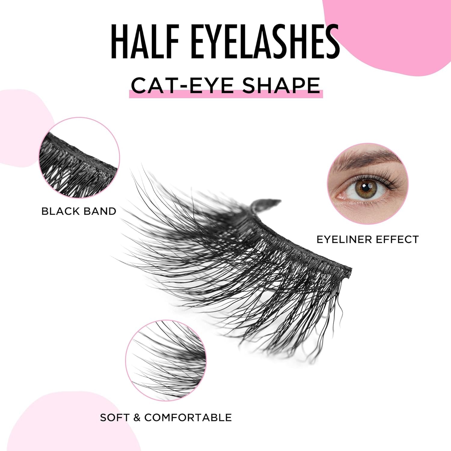 Lashes Natural Look False Lashes -  False Eyelashes Mink Lashes Cat Eye Lashes Clear Band Lashes Colored Lashes BVCD106-2B4