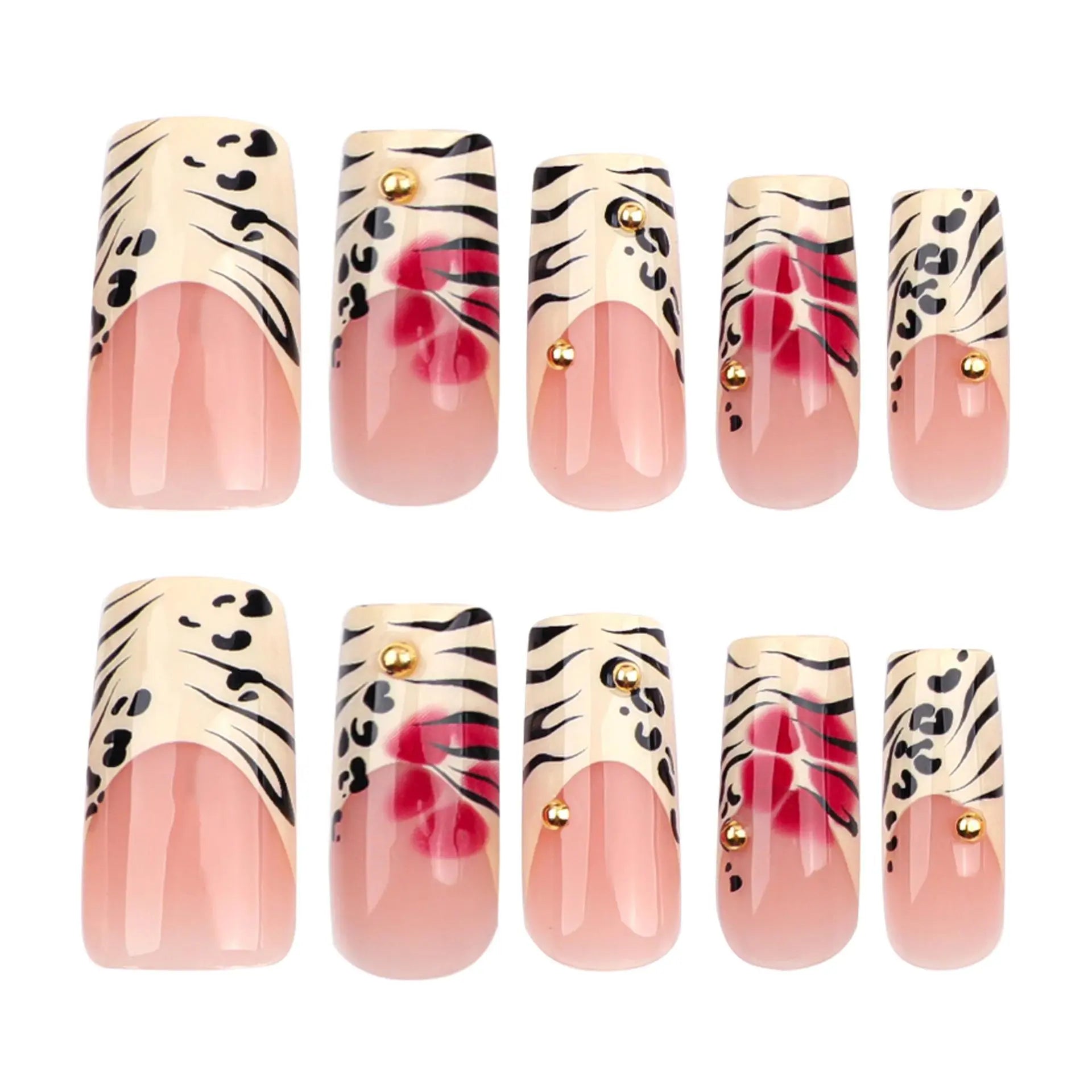 Leopard Print Fake Nails with Nail File & Tape, 1 Box Long Square Press on Nails for Women & Girls Diy Nail Art, Elegant Stick on Nails Kit, Christmas Gift