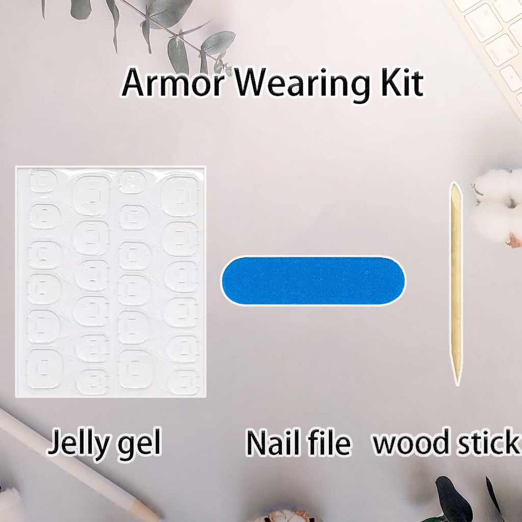 24Pcs Flower Press on Nails Medium Almond French Tip Fake Nails with Gold Star Shell Rhinestones Design Hawaii False Nails Blue Stick on Nails Full Cover Artificial Glue on Nails for Women Summer Kit