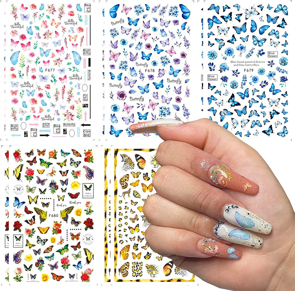 10 Sheets Butterfly Nail Stickers for Women Nails Design and Art