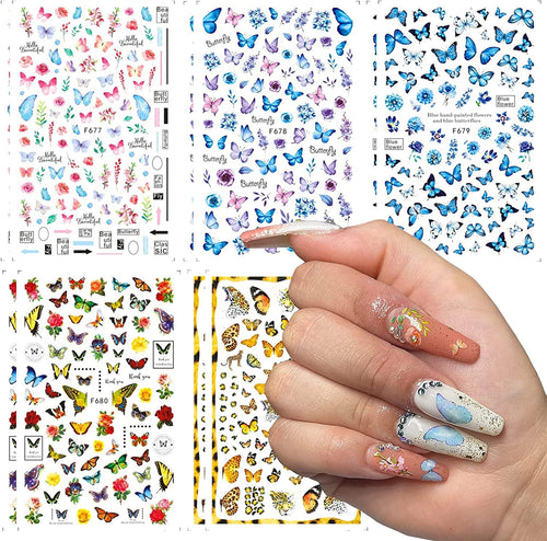 10 Sheets Butterfly Nail Stickers for Women Nails Design and Art