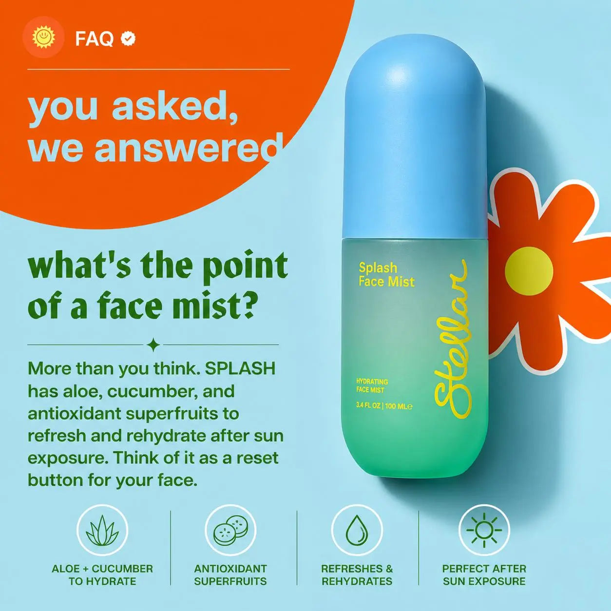 Stellar Beauty the Sun Duo Skincare Set – SPF 50 Mineral Sunscreen & Hydrating Face Mist, Broad Spectrum UVA/UVB Protection, Refreshing Facial Mist, Outdoor Skincare Bundle