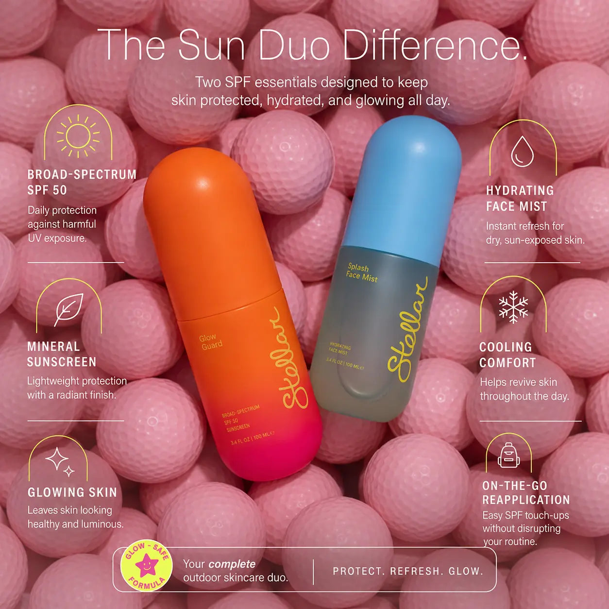 Stellar Beauty the Sun Duo Skincare Set – SPF 50 Mineral Sunscreen & Hydrating Face Mist, Broad Spectrum UVA/UVB Protection, Refreshing Facial Mist, Outdoor Skincare Bundle
