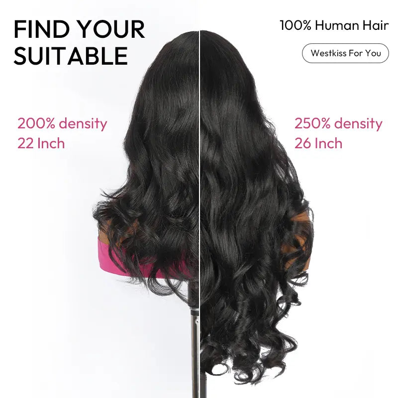 [NEW IN] West Kiss Glueless Butterfly Cut Layered Human Wigs Light Yaki Body Wave 7X5 Lace Closure Wig Pre Plucked Pre Bleached Knots Beignner Friendly