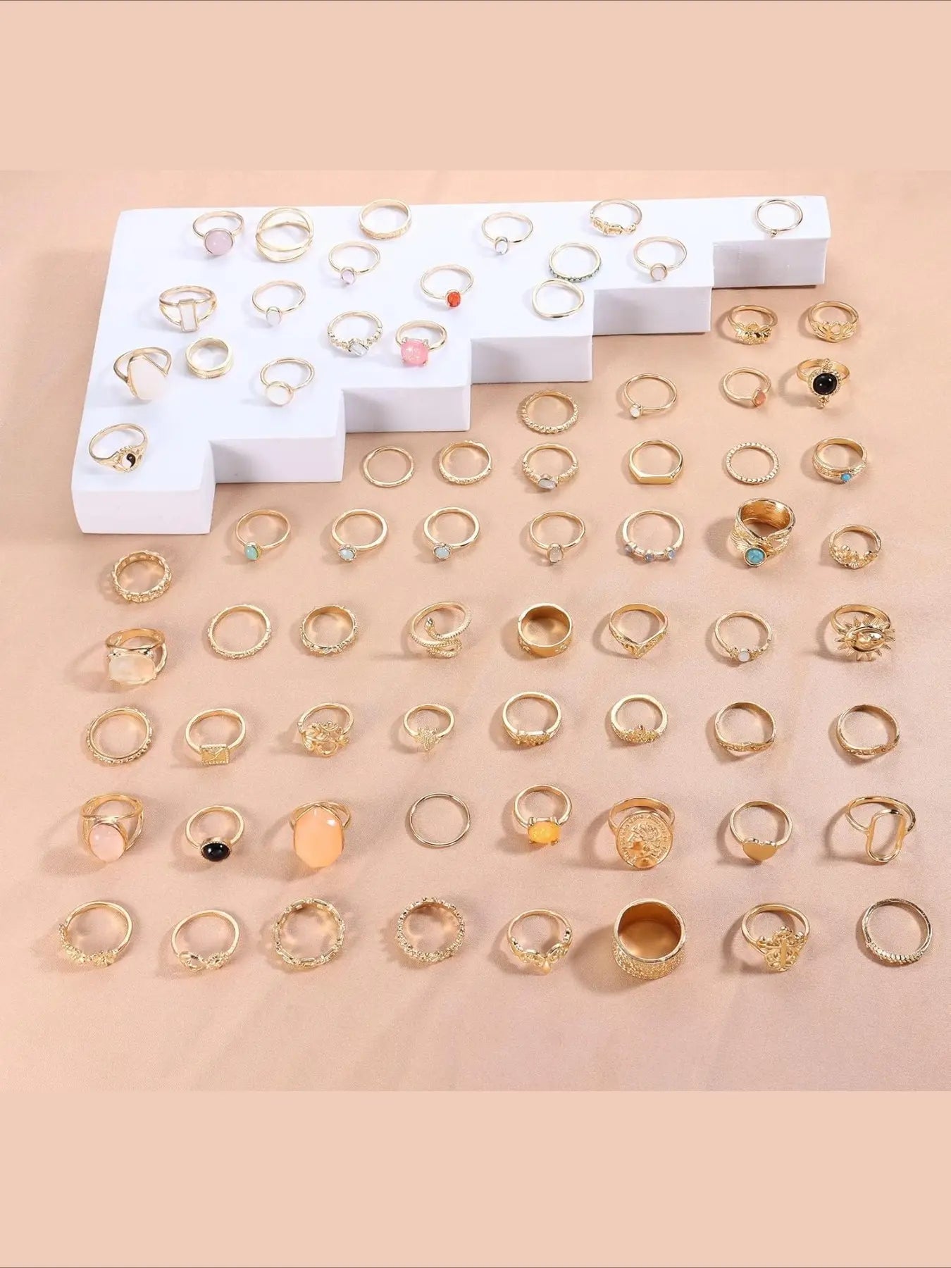 70 Pcs Vintage Crystal Ring Set, Jewelry Knuckle Rings for Women, Bohemian Boho Stackable Joint Rings, Retro Joint Finger Rings, Jewellery