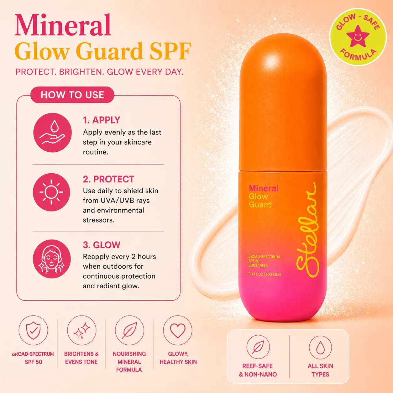 Stellar Beauty the Sun Duo Skincare Set – SPF 50 Mineral Sunscreen & Hydrating Face Mist, Broad Spectrum UVA/UVB Protection, Refreshing Facial Mist, Outdoor Skincare Bundle