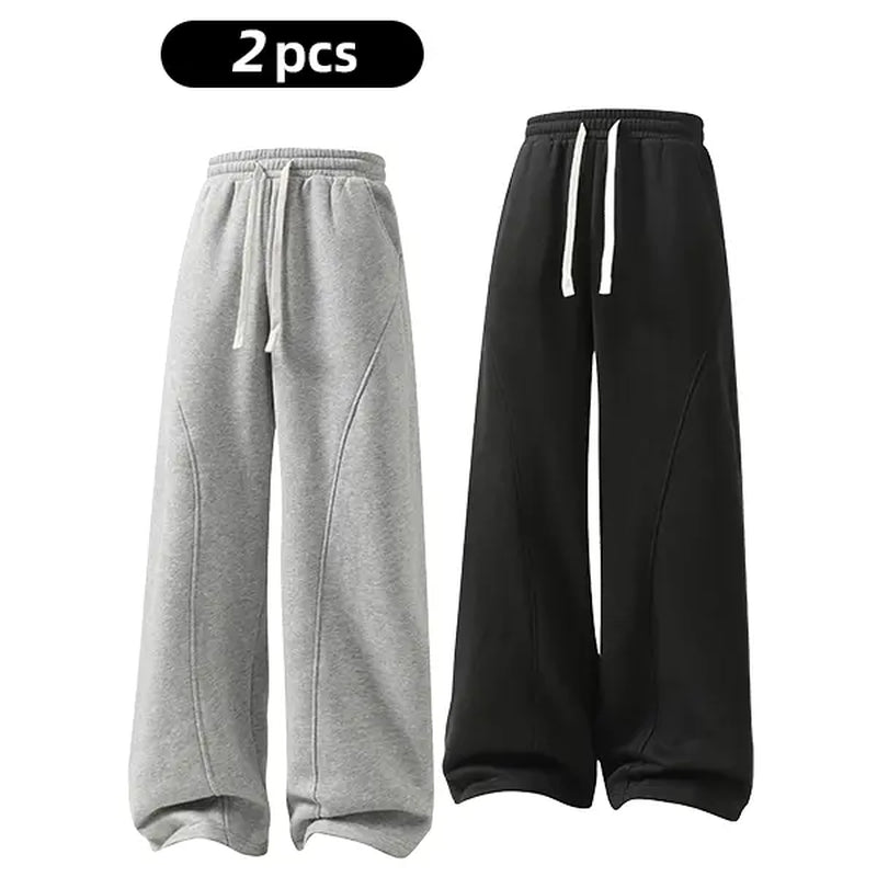 Summervibes Men'S Solid-Color Drawstring Pants with Curved Blade Design—Casual Comfort, Relaxed Fit Suitable for All Seasons. Street-Style Men'S Trousers Perfect for Everyday Wear and Layering. Menswear Beige Daily Wear Pant