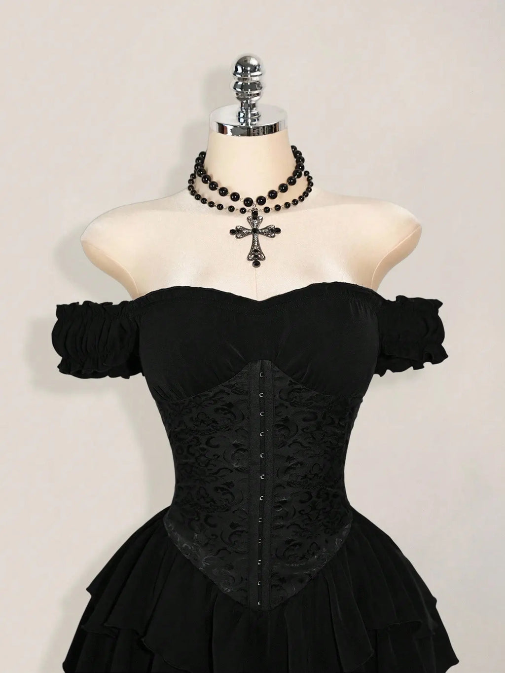 Women'S Off-Shoulder A-Line Chiffon Mini Dress Gothic Jacquard Ruffle Trim with Tie Waist Elegant Party Dress for Wedding Guest Vacation Dinner Club Night Out
