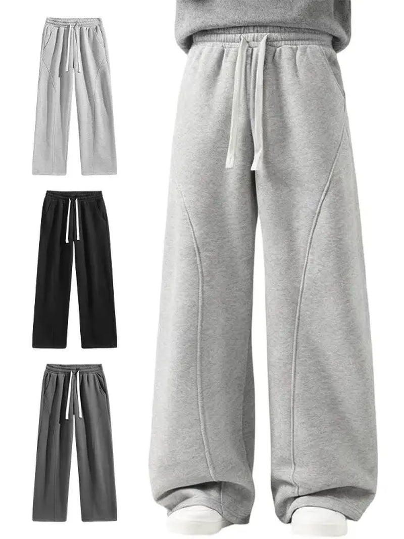Summervibes Men'S Solid-Color Drawstring Pants with Curved Blade Design—Casual Comfort, Relaxed Fit Suitable for All Seasons. Street-Style Men'S Trousers Perfect for Everyday Wear and Layering. Menswear Beige Daily Wear Pant