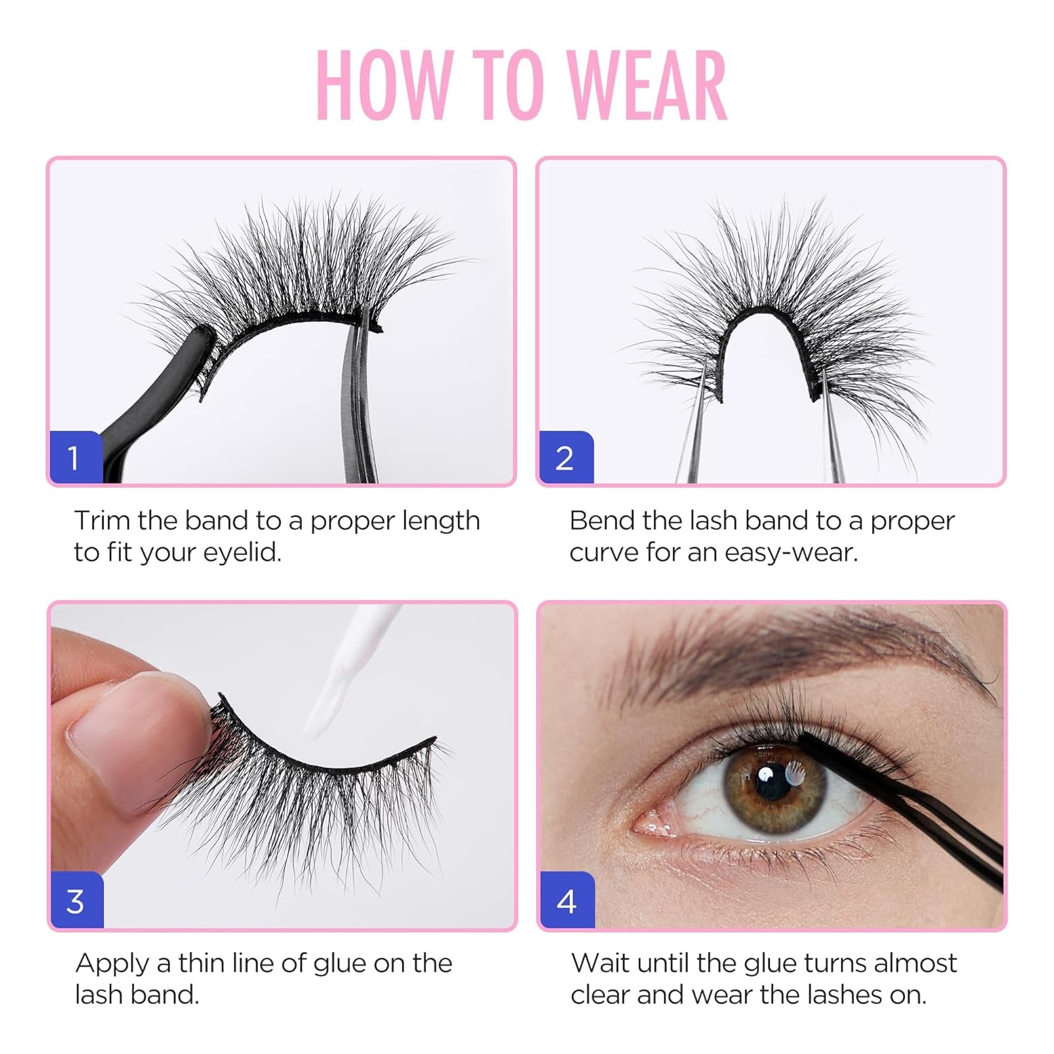 Lashes Natural Look False Lashes -  False Eyelashes Mink Lashes Cat Eye Lashes Clear Band Lashes Colored Lashes BVCD106-2B4