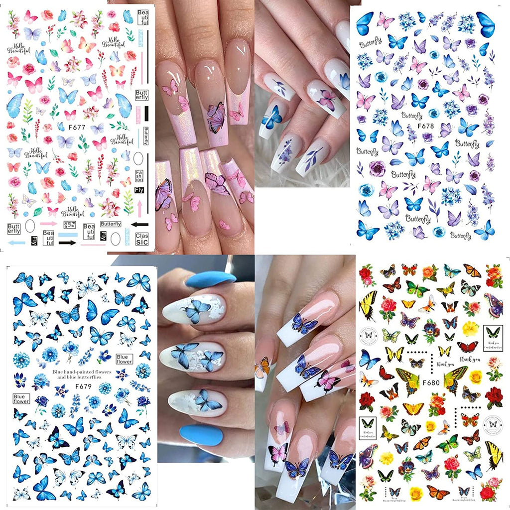 10 Sheets Butterfly Nail Stickers for Women Nails Design and Art
