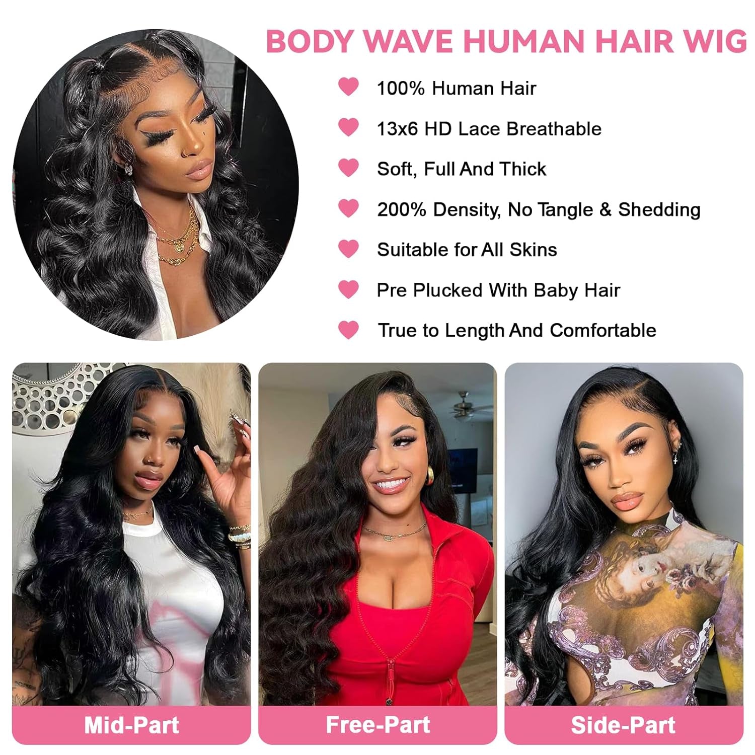 30 Inch 13X6 Lace Front Wigs Human Hair Body Wave Human Hair Wig 200% Density HD Transparent Lace Frontal Human Hair Wigs for Women with 3X Longer Service Life Pre Plucked Natural Hairline