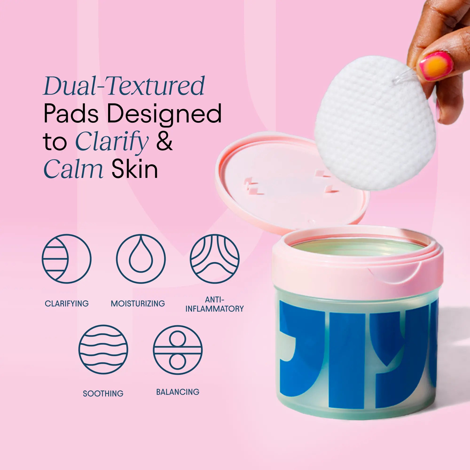 NEW! JIYU Dual-Textured Cleansing Polish Pads - Exfoliating Korean Skincare Pads for Blemishes, Texture, Redness with AHA, BHA, LHA, PHA Complex, Salicylic Acid, Niacinamide, GESOZLA Complex