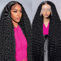 30 Inch Deep Wave Lace Front Wigs Human Hair 200 Density 13X6 HD Lace Frontal Wigs Human Hair Pre Plucked Deep Curly Glueless Wigs Human Hair Curly Wigs for Women Natural Color