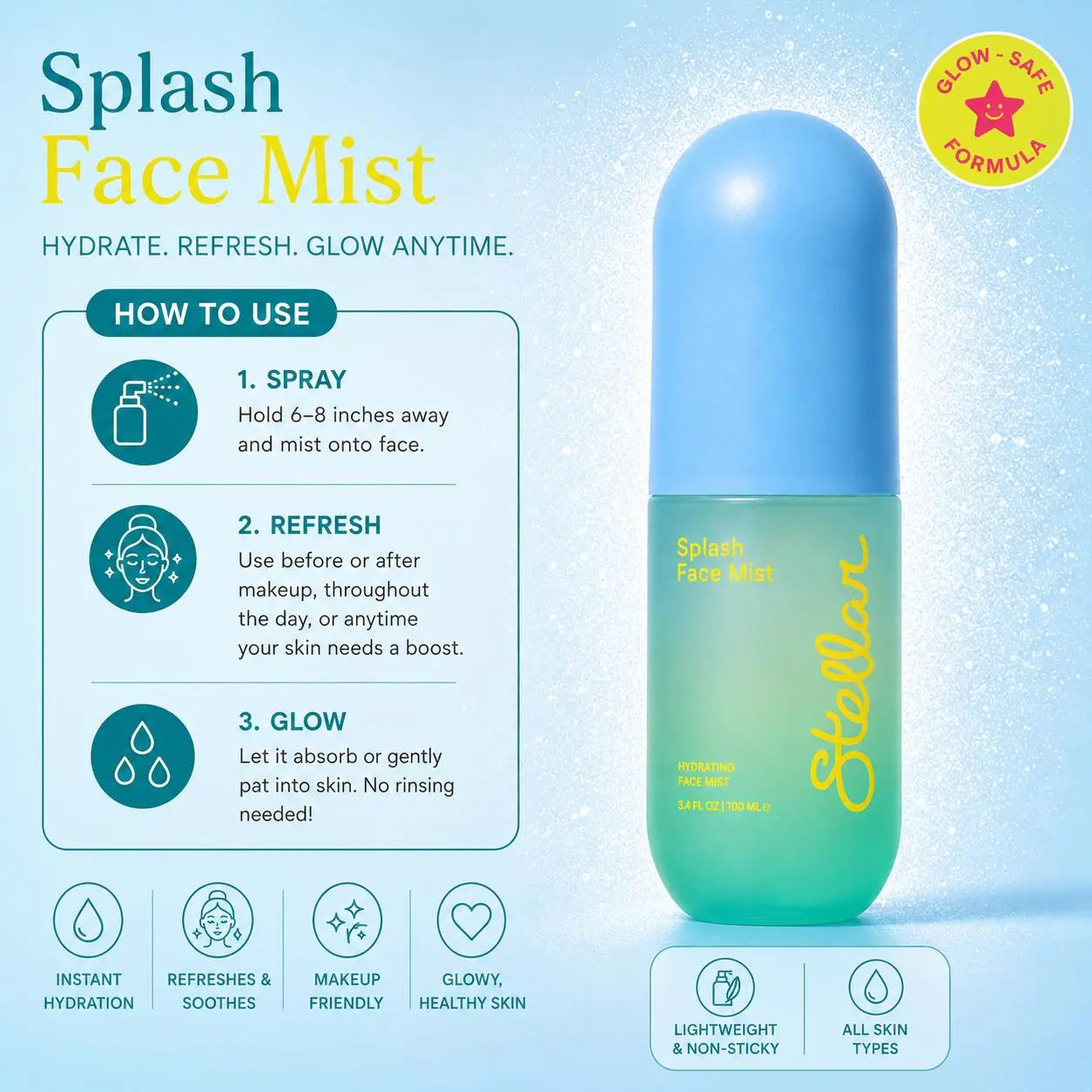 Stellar Beauty the Sun Duo Skincare Set – SPF 50 Mineral Sunscreen & Hydrating Face Mist, Broad Spectrum UVA/UVB Protection, Refreshing Facial Mist, Outdoor Skincare Bundle