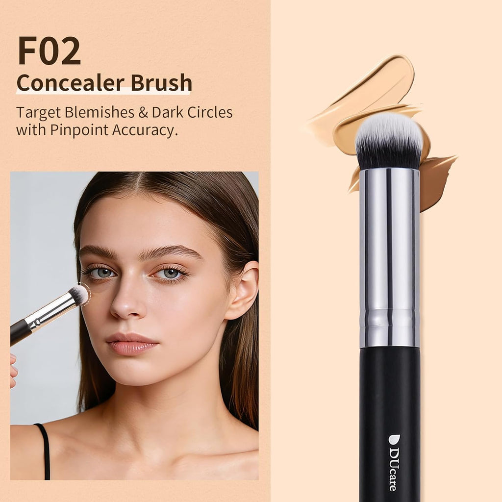 3 Pcs Foundation Contour Blush Conceal Brush Set, Angled Synthetic Kabuki Brush for Blending Setting Buffing with Liquid, Cream and Powder Cosmetic(Black)