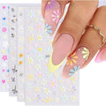 Flower Nail Art Stickers 5D Embossed Nail Decals Spring Summer Self-Adhesive Nails Supplies Accessories 3D Flower for Women Nails Design Decoration