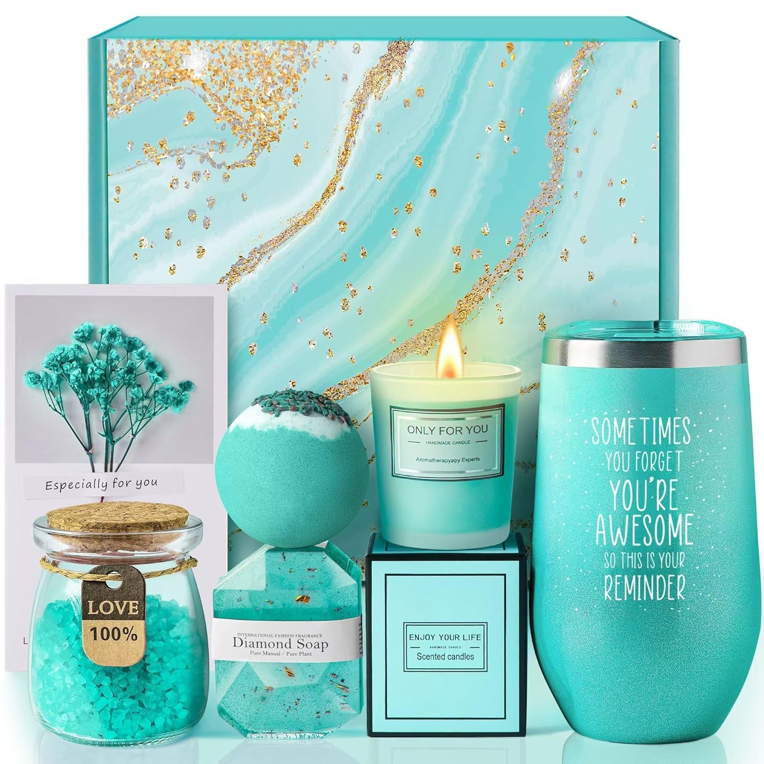 Gifts for Mom, Women, Wife, Girlfriend, Sister, Best Friend, Her Unique | Birthday Mothers Day Valentines Day Christmas Gifts, Gardenia Inspirational Self Care Spa Gift Basket Set, Thank You Gifts