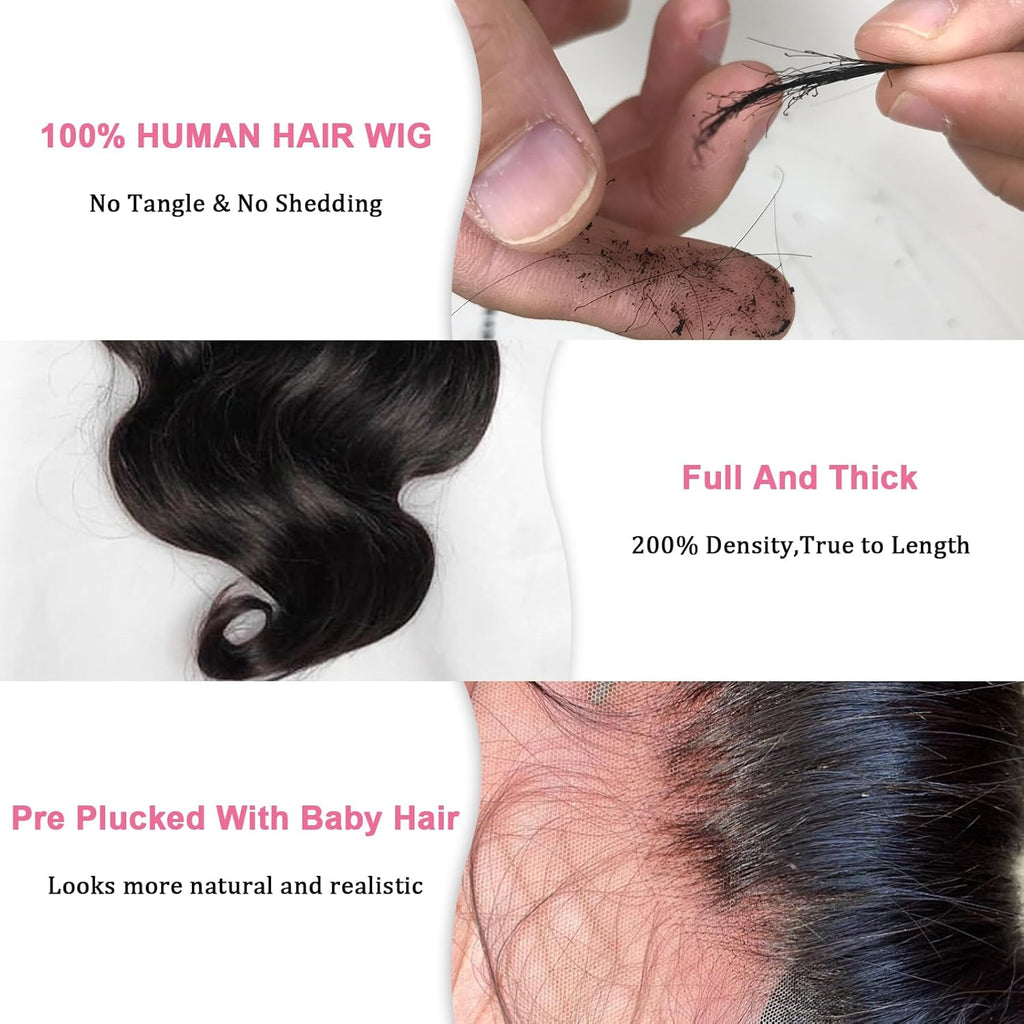 30 Inch 13X6 Lace Front Wigs Human Hair Body Wave Human Hair Wig 200% Density HD Transparent Lace Frontal Human Hair Wigs for Women with 3X Longer Service Life Pre Plucked Natural Hairline