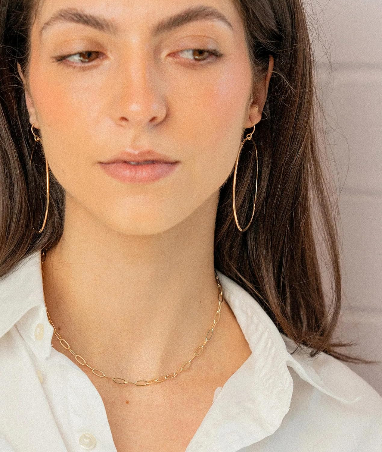 18K Gold Plated Paperclip Chain Choker Satellite Chain Freshwater Cultured Biwa Pearl Pendant Necklace Dainty Turquoise Jewelry for Women