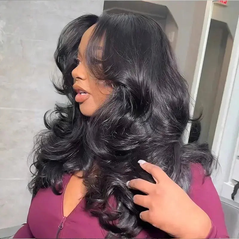 [NEW IN] West Kiss Glueless Butterfly Cut Layered Human Wigs Light Yaki Body Wave 7X5 Lace Closure Wig Pre Plucked Pre Bleached Knots Beignner Friendly
